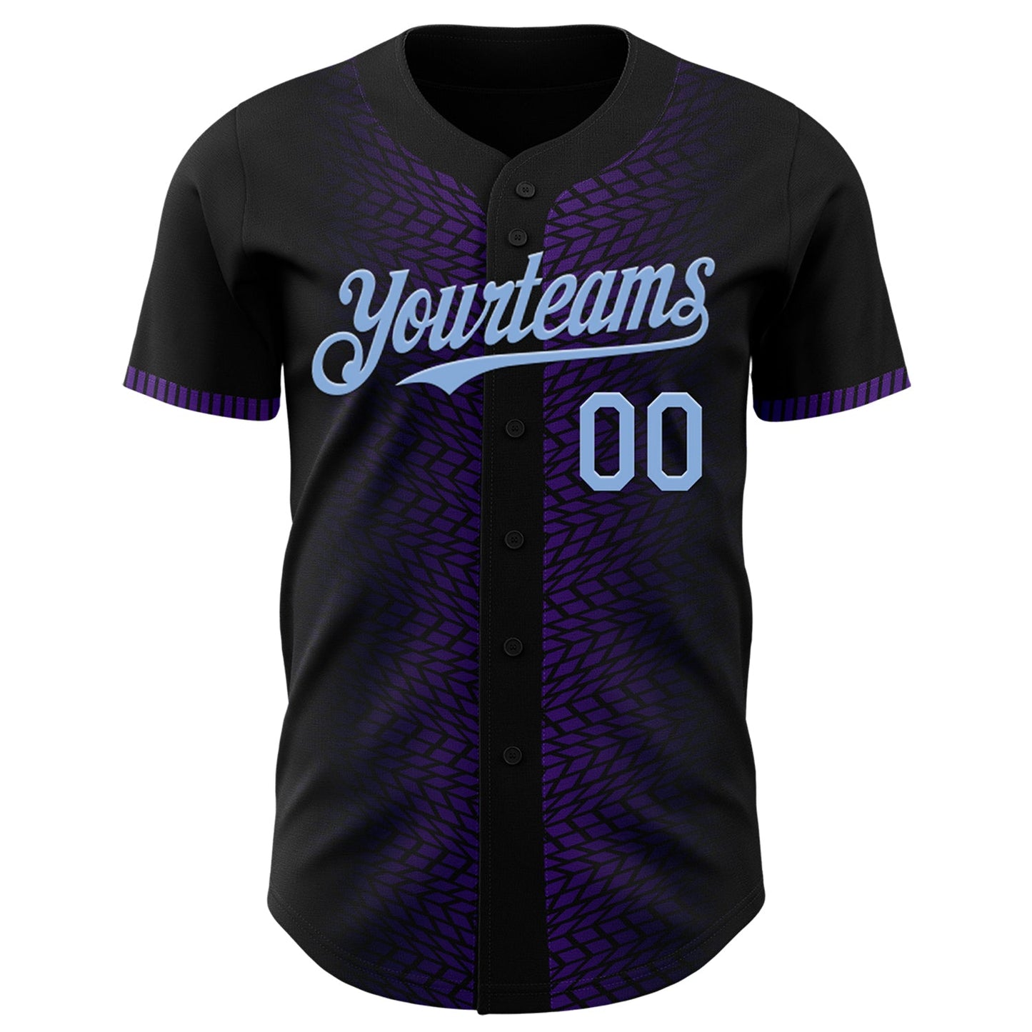 Custom Black Light Blue-Purple 3D Pattern Design Geometric Shapes Authentic Baseball Jersey view 2