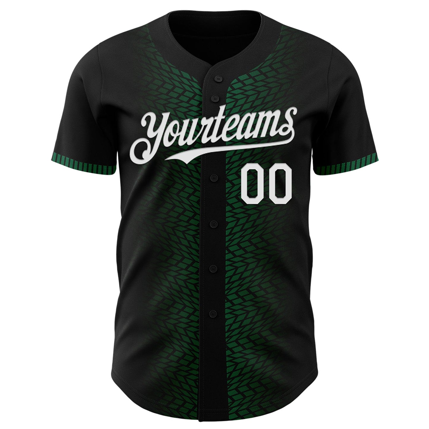 Custom Black White-Kelly Green 3D Pattern Design Geometric Shapes Authentic Baseball Jersey view 2