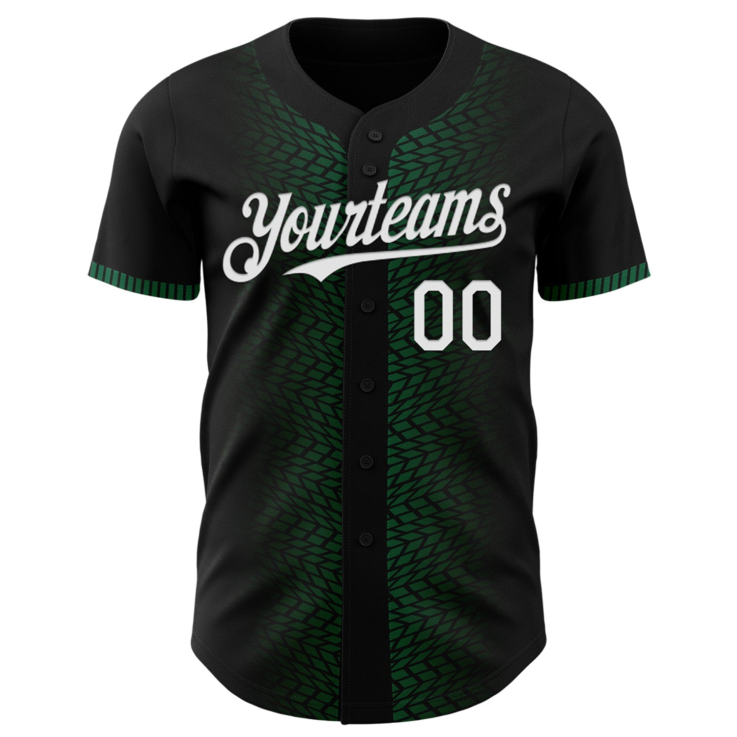 Custom Black White-Kelly Green 3D Pattern Design Geometric Shapes Authentic Baseball Jersey view 2