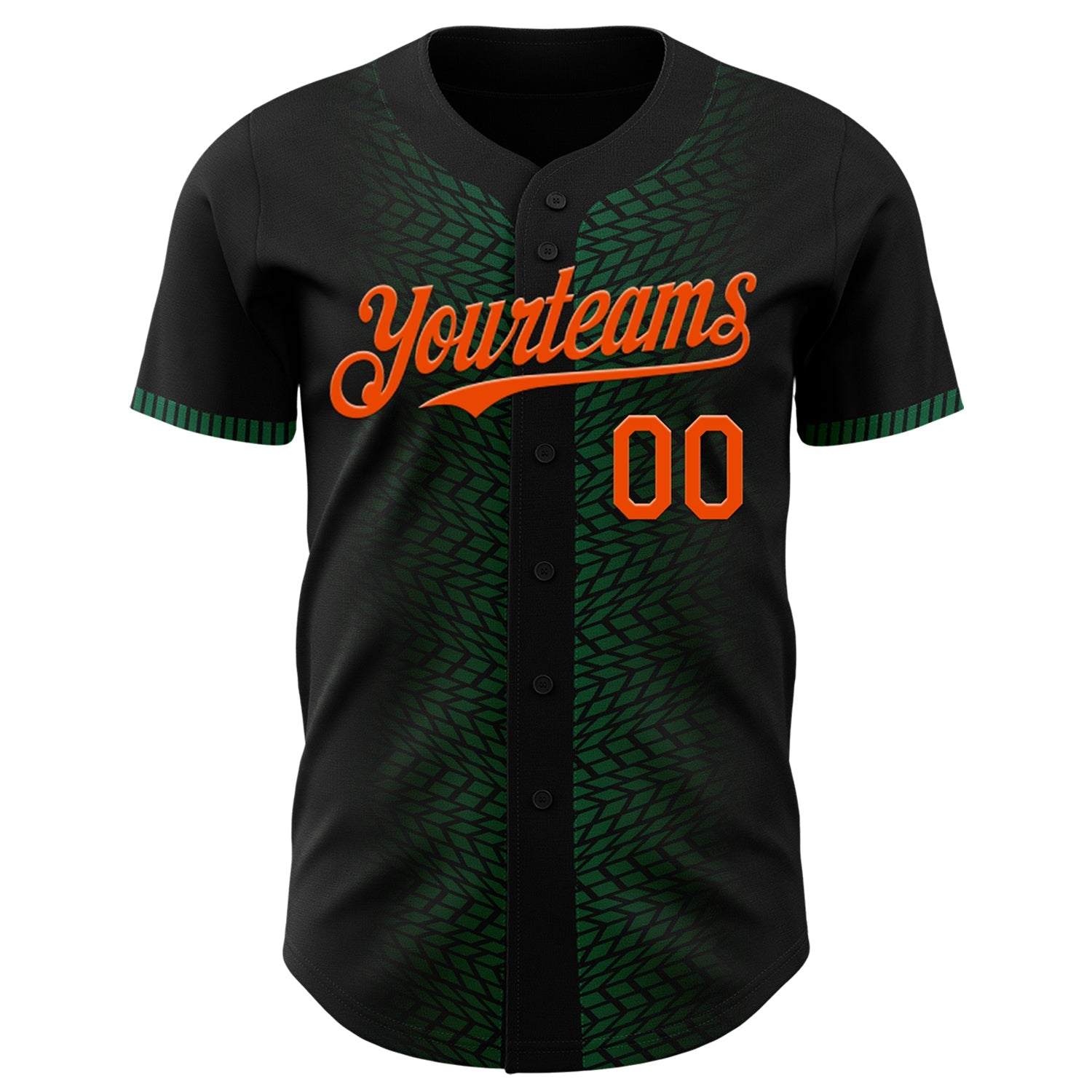 Custom Black Orange-Kelly Green 3D Pattern Design Geometric Shapes Authentic Baseball Jersey view 2