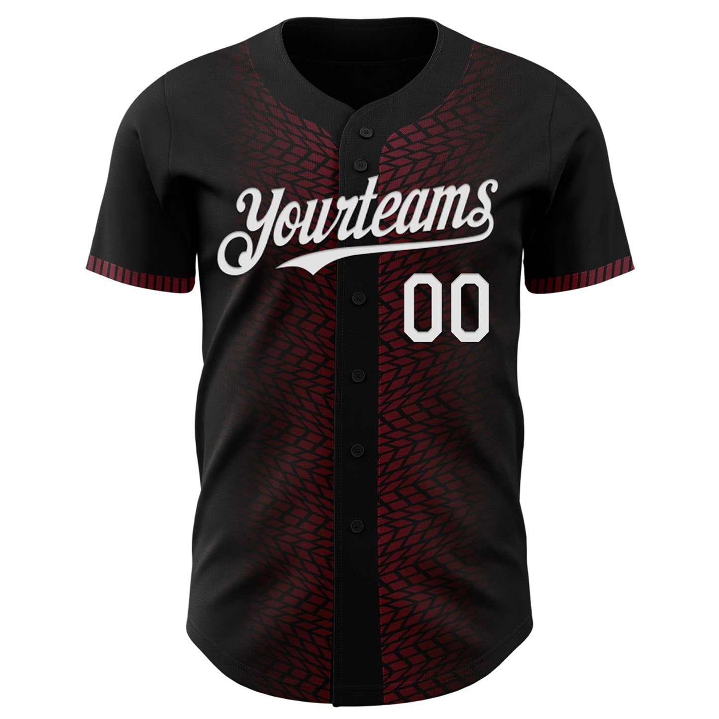 Custom Black White-Burgundy 3D Pattern Design Geometric Shapes Authentic Baseball Jersey view 2