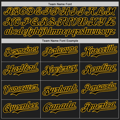 Custom Black Gold 3D Pattern Design Confetti Authentic Baseball Jersey view 4