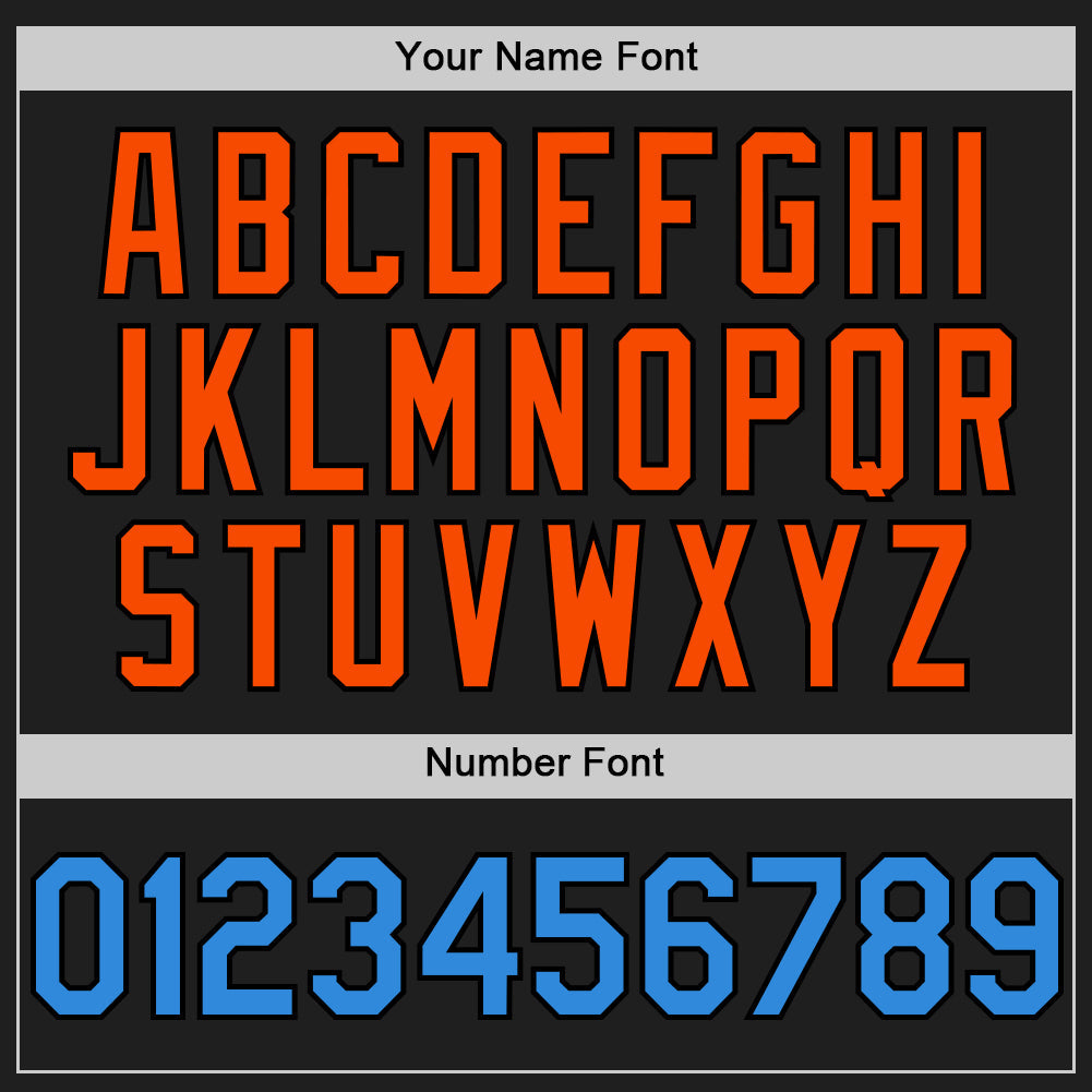 Custom Black Electric Blue-Orange 3D Pattern Design Confetti Authentic Baseball Jersey view 5
