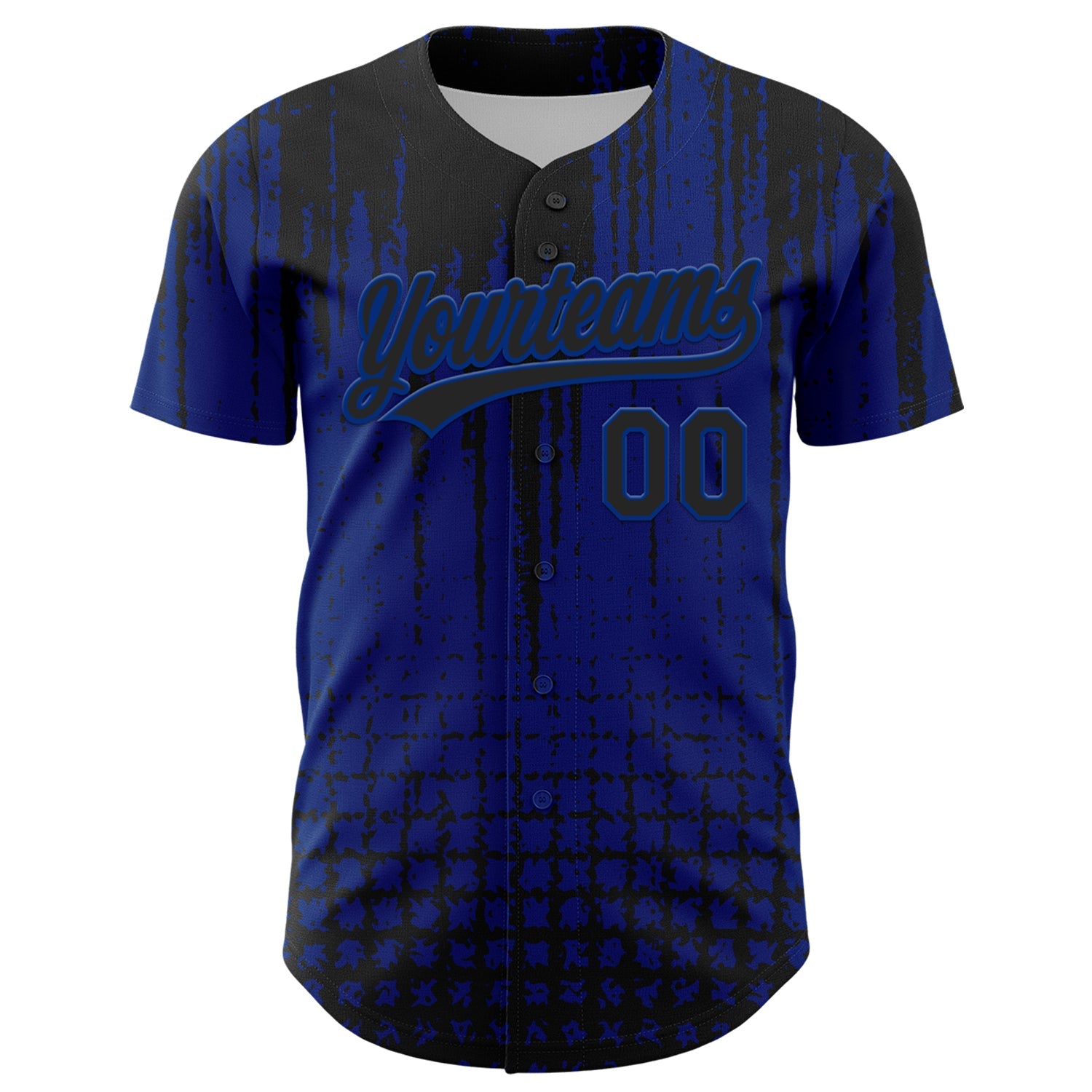 Custom Royal Black 3D Pattern Design Abstract Shape Authentic Baseball Jersey view 2