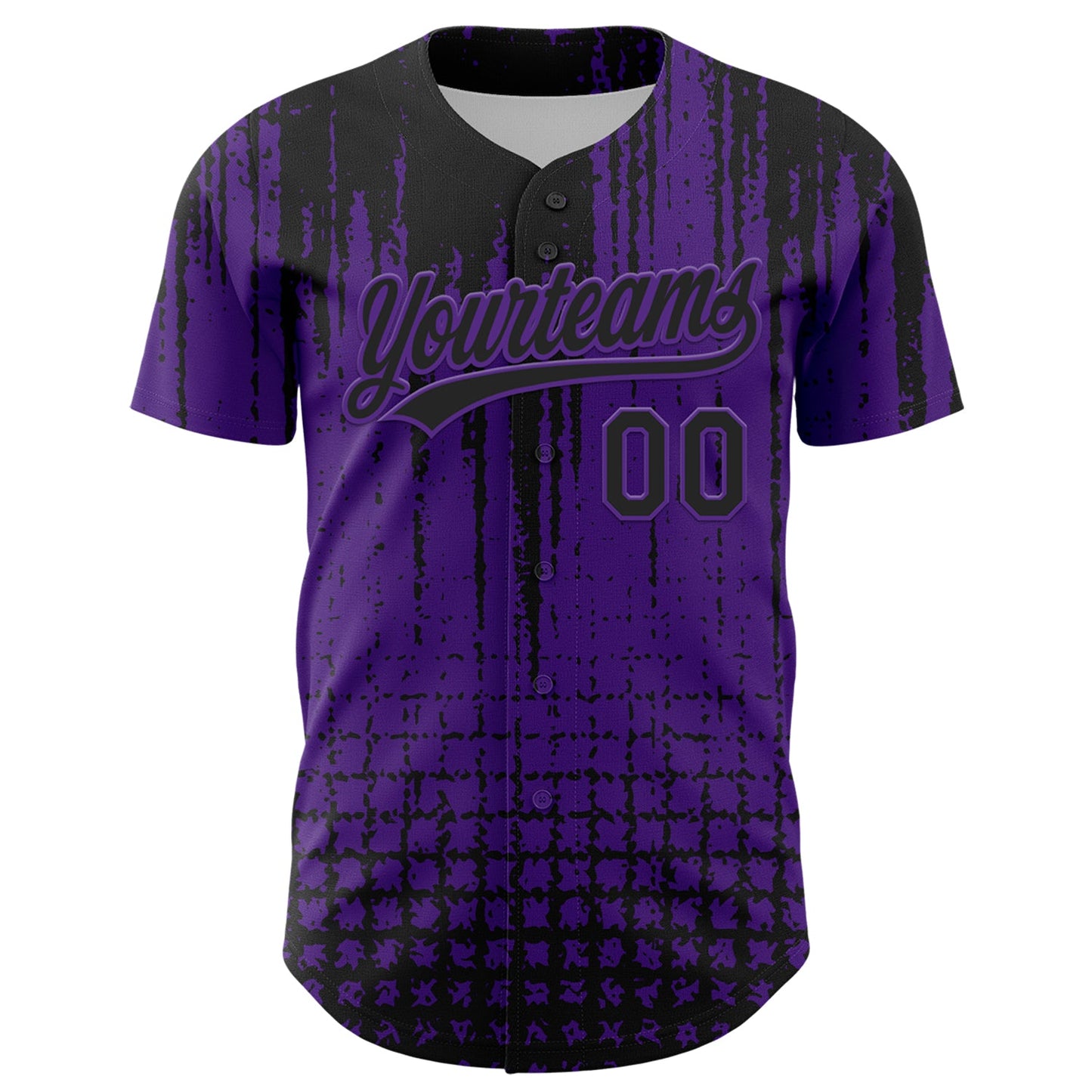 Custom Purple Black 3D Pattern Design Abstract Shape Authentic Baseball Jersey view 2