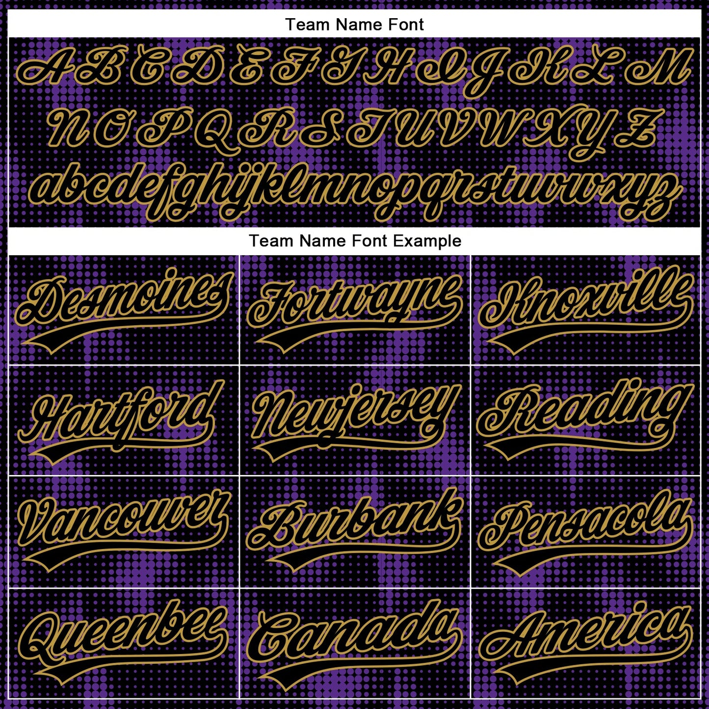 Custom Black Purple-Old Gold 3D Pattern Design Halftone Dots Authentic Baseball Jersey view 4