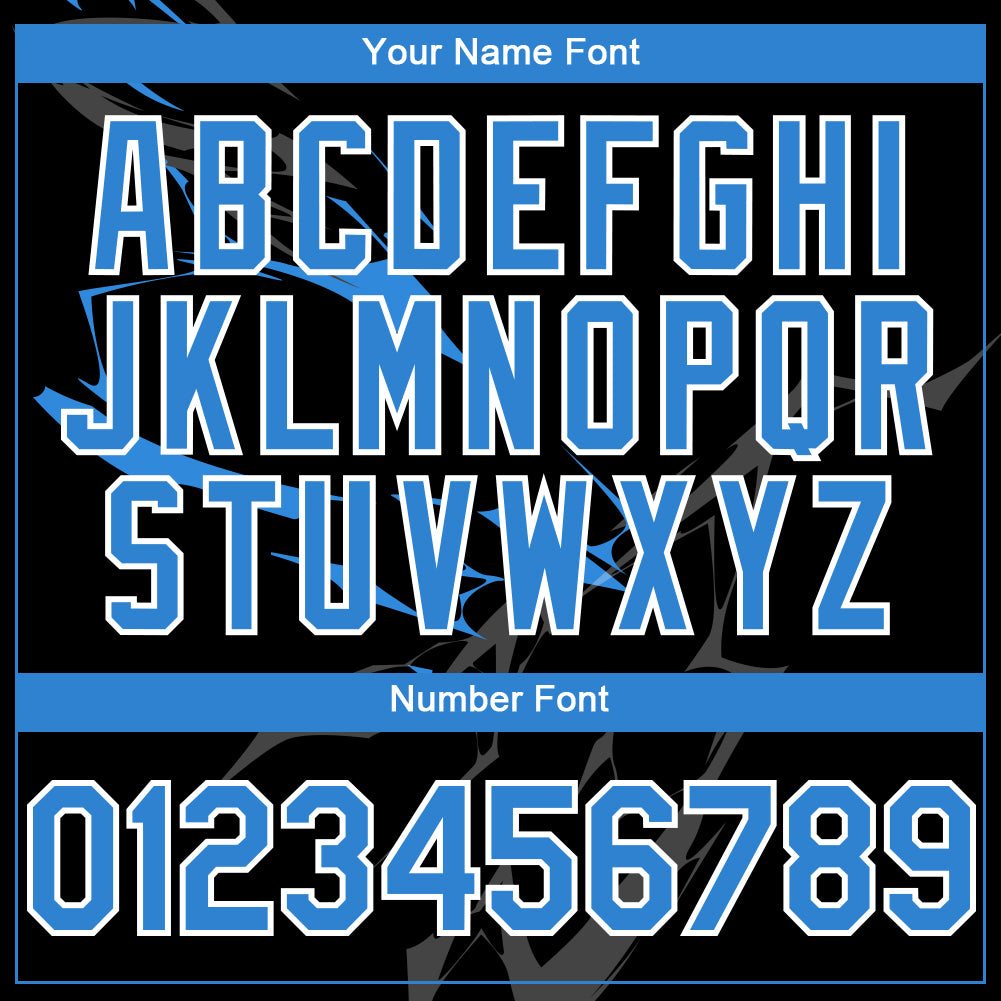 Custom Black Electric Blue-White 3D Pattern Design Lightning Authentic Baseball Jersey view 5