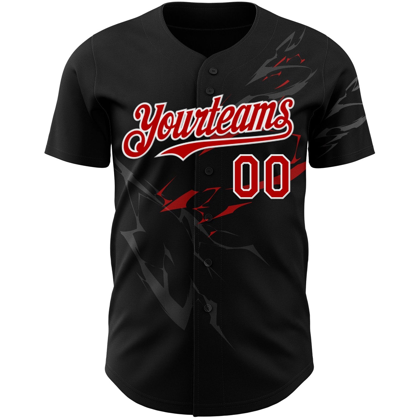 Custom Black Red-White 3D Pattern Design Lightning Authentic Baseball Jersey view 2
