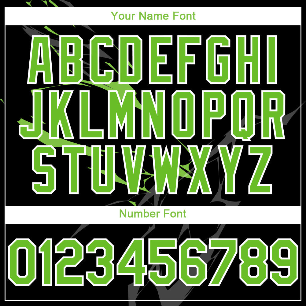 Custom Black Neon Green-White 3D Pattern Design Lightning Authentic Baseball Jersey view 5