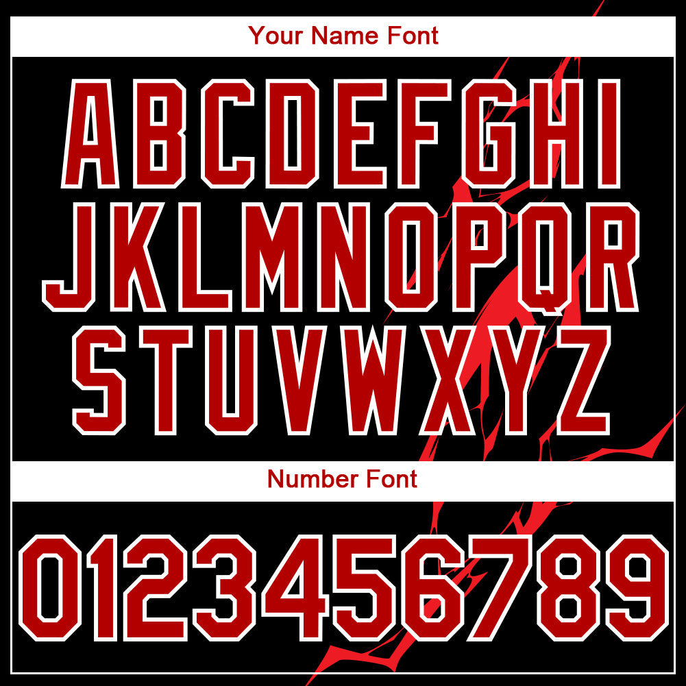 Custom Black Red-White 3D Pattern Design Lightning Authentic Baseball Jersey view 5