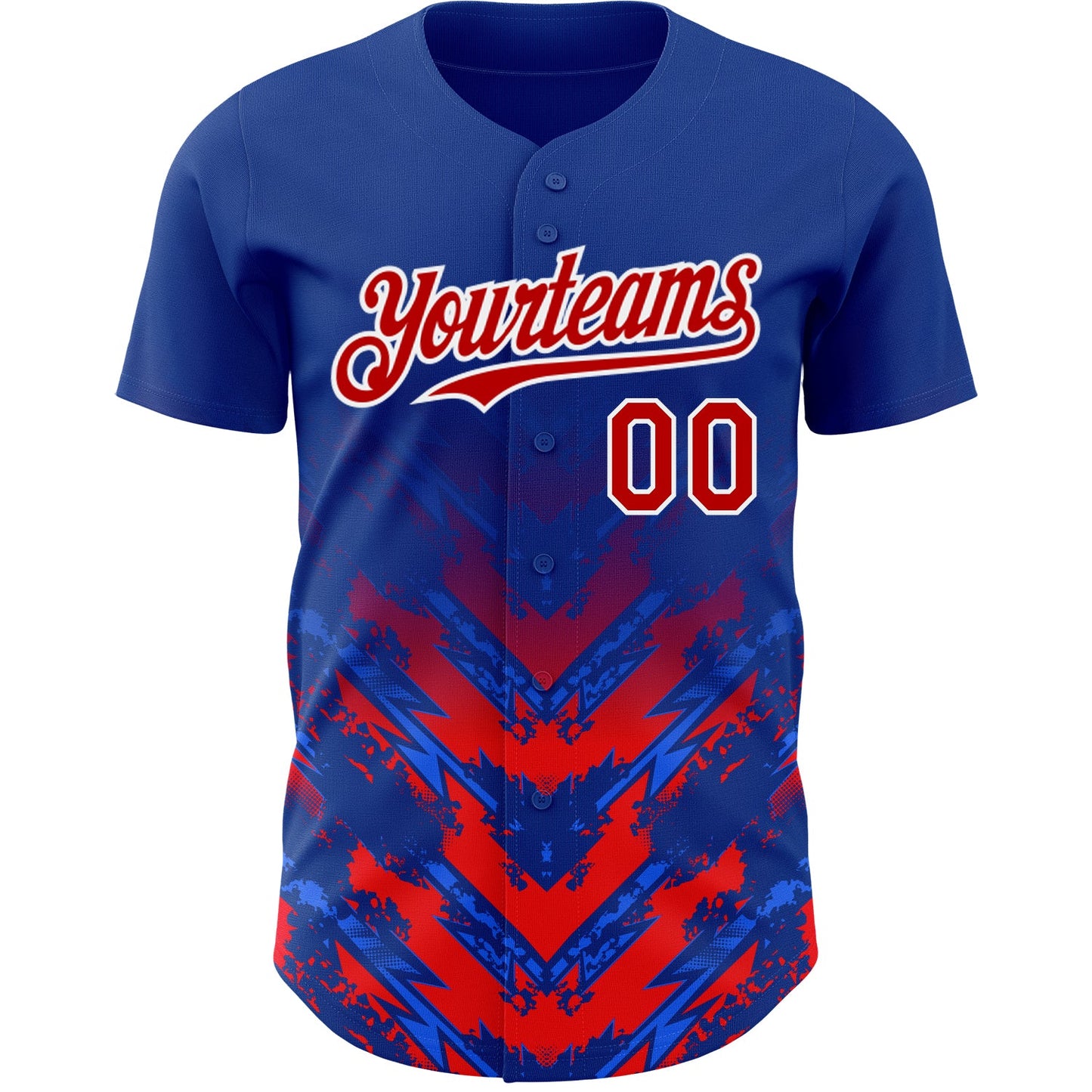 Custom Thunder Blue Red-White 3D Pattern Design Abstract Arrow Authentic Baseball Jersey view 2