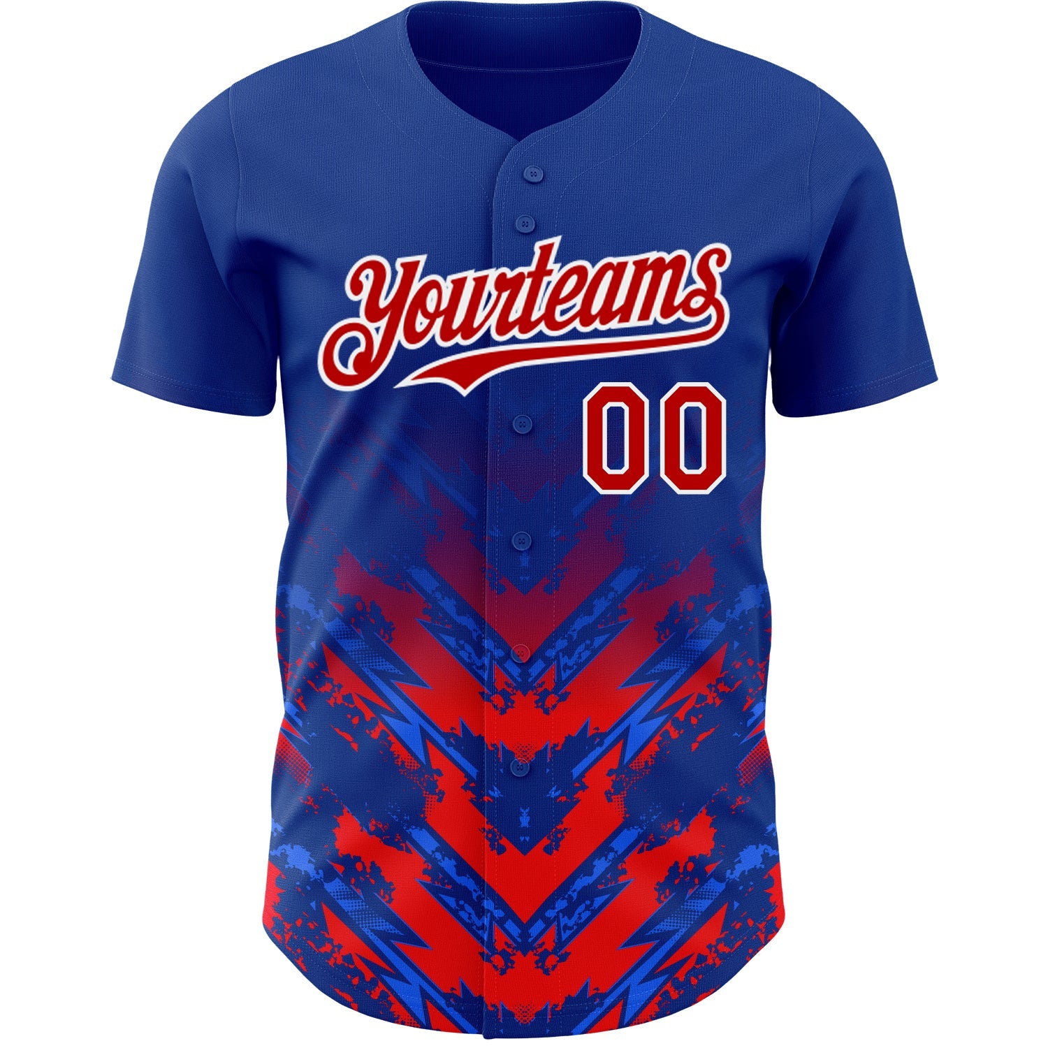 Custom Thunder Blue Red-White 3D Pattern Design Abstract Arrow Authentic Baseball Jersey view 2