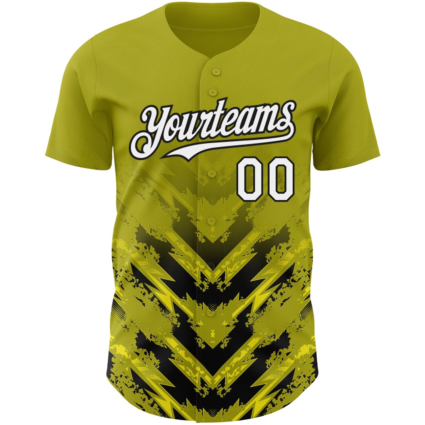 Custom Olive White-Black 3D Pattern Design Abstract Arrow Authentic Baseball Jersey view 2