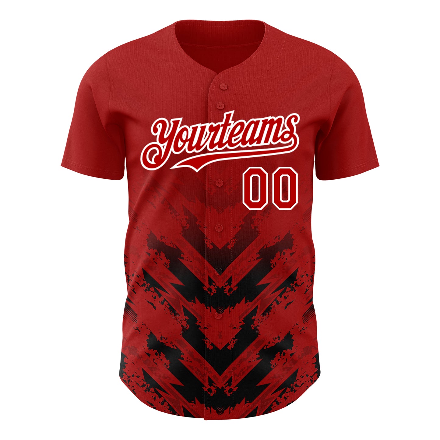 Custom Red Black-White 3D Pattern Design Abstract Arrow Authentic Baseball Jersey view 2