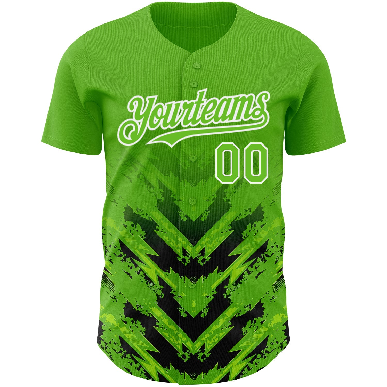 Custom Aurora Green Black-White 3D Pattern Design Abstract Arrow Authentic Baseball Jersey view 2