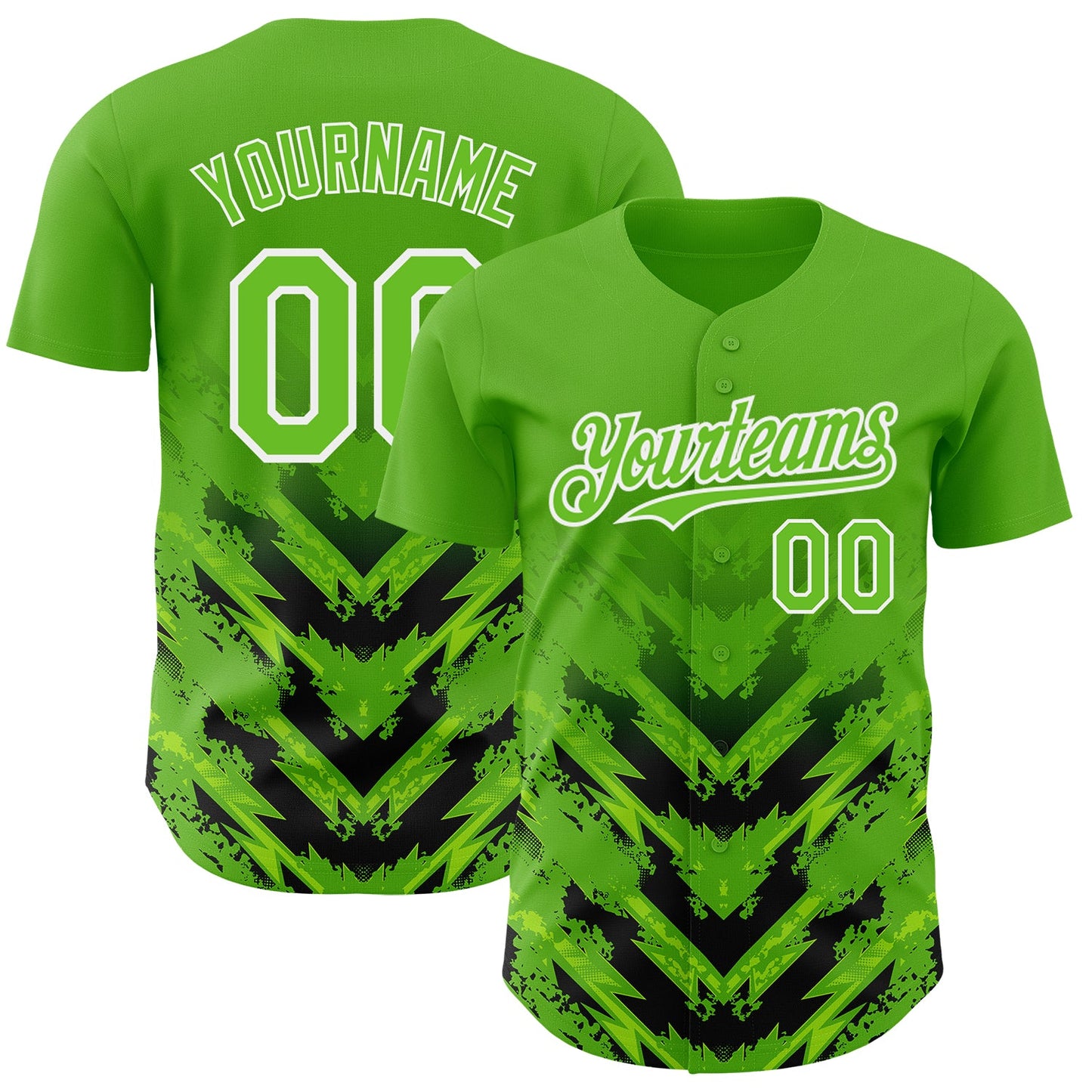 Custom Aurora Green Black-White 3D Pattern Design Abstract Arrow Authentic Baseball Jersey - Main View