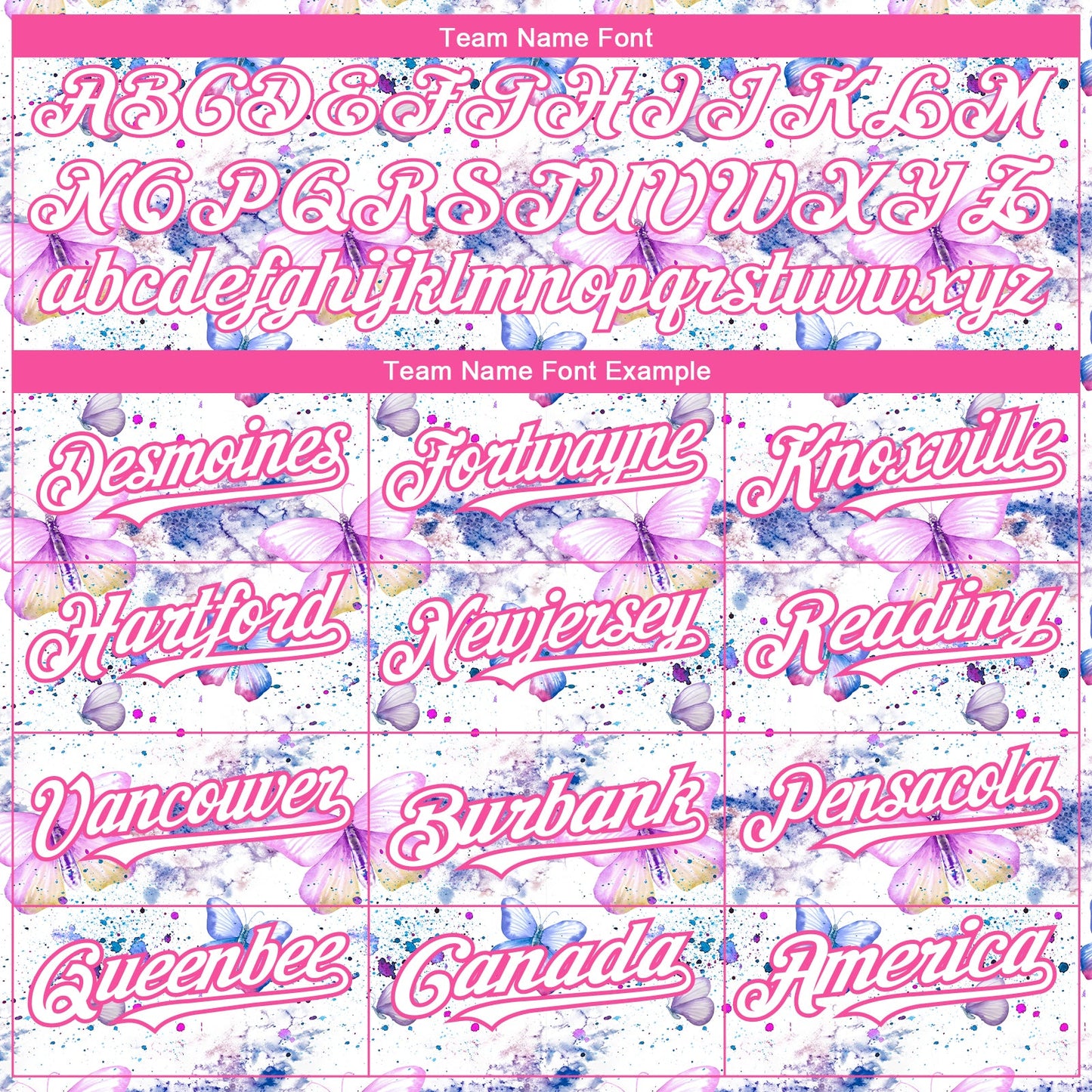 Custom White Pink 3D Pattern Design Animal Butterfly Authentic Baseball Jersey view 4
