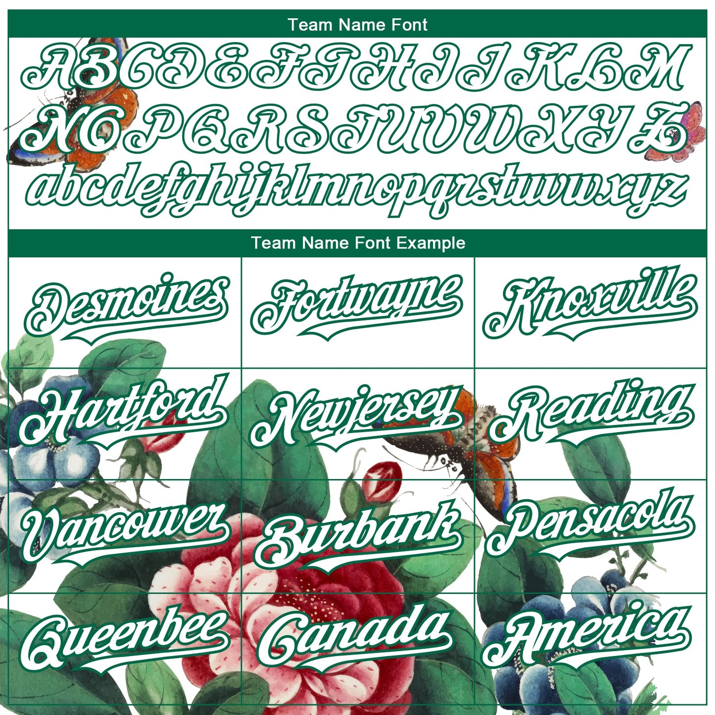 Custom White Kelly Green 3D Pattern Design Animal Butterfly And Flower Authentic Baseball Jersey view 4