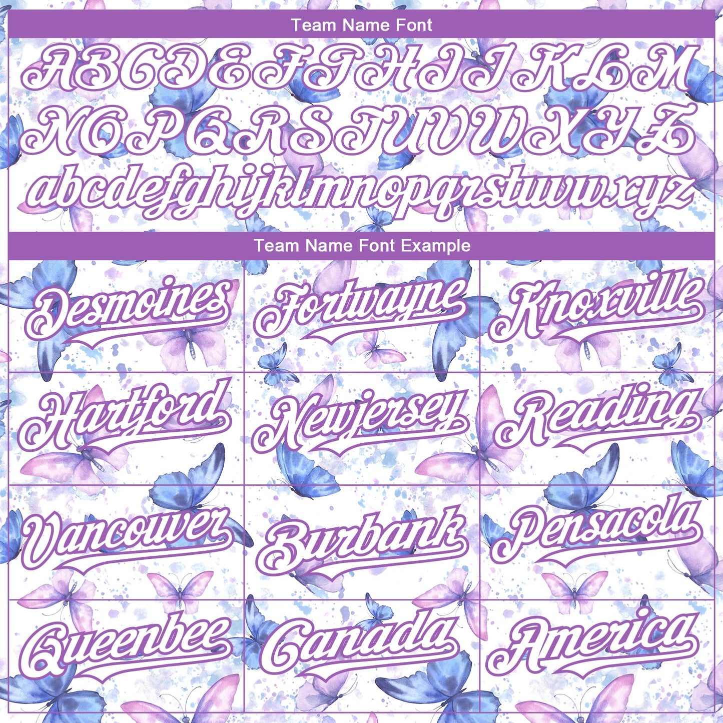 Custom White Medium Purple 3D Pattern Design Animal Butterfly Authentic Baseball Jersey view 4