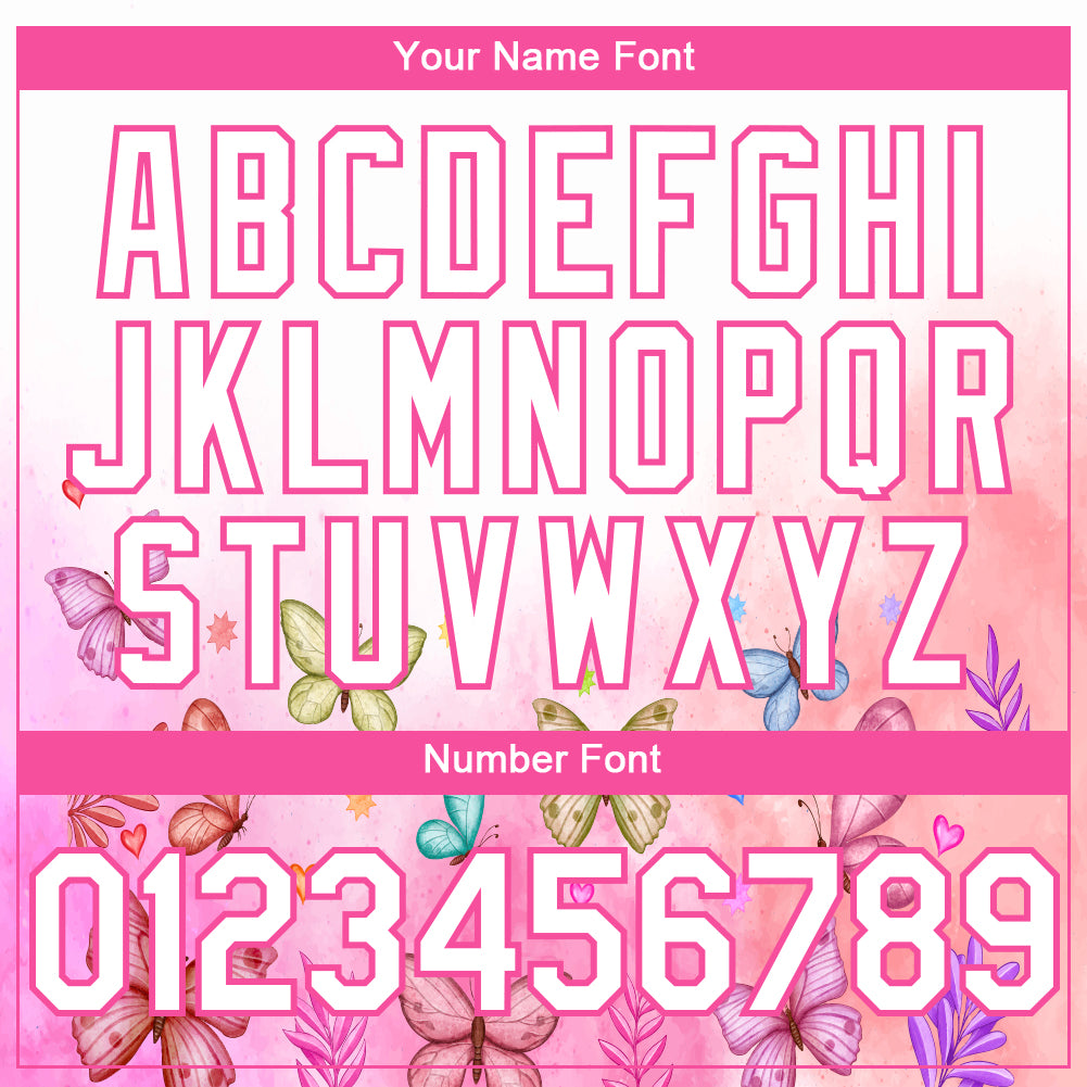 Custom White Pink 3D Pattern Design Animal Butterfly Authentic Baseball Jersey view 5