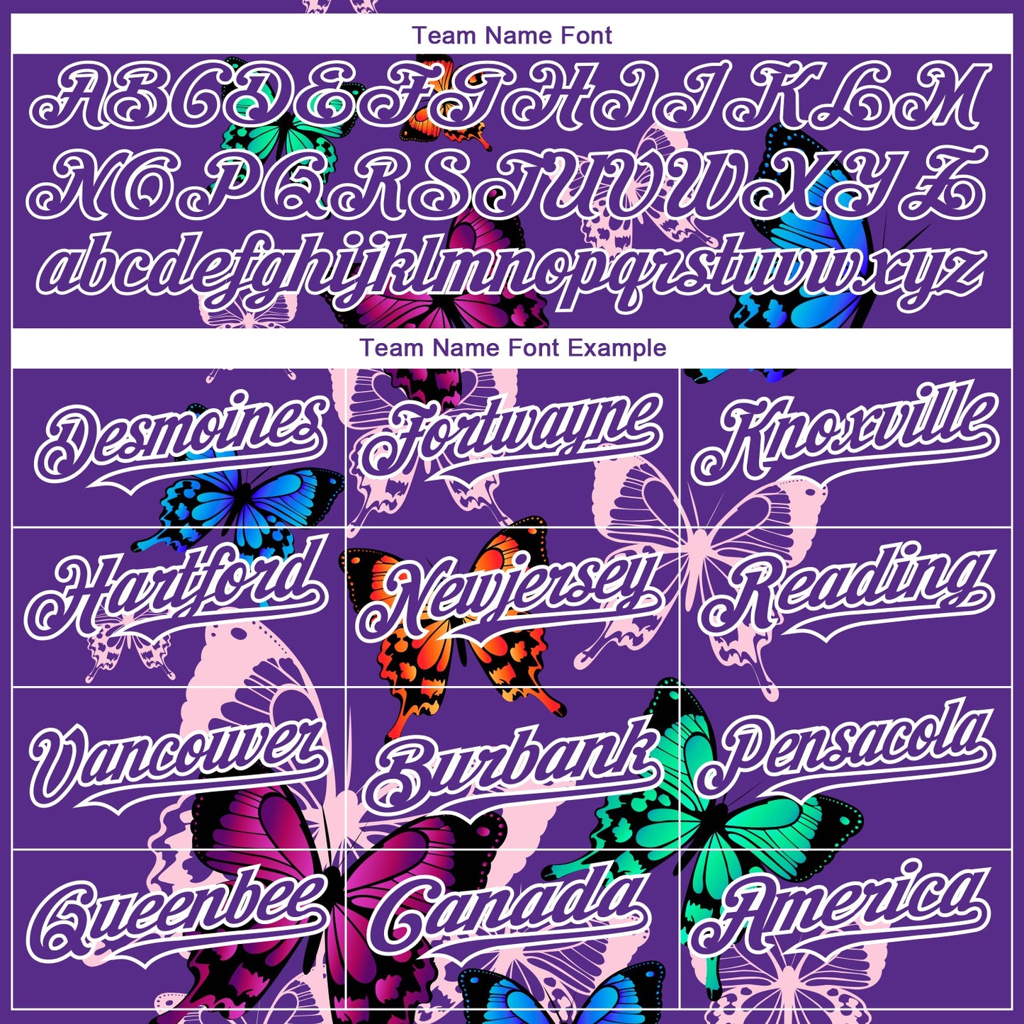 Custom Purple White 3D Pattern Design Animal Butterfly Authentic Baseball Jersey view 4