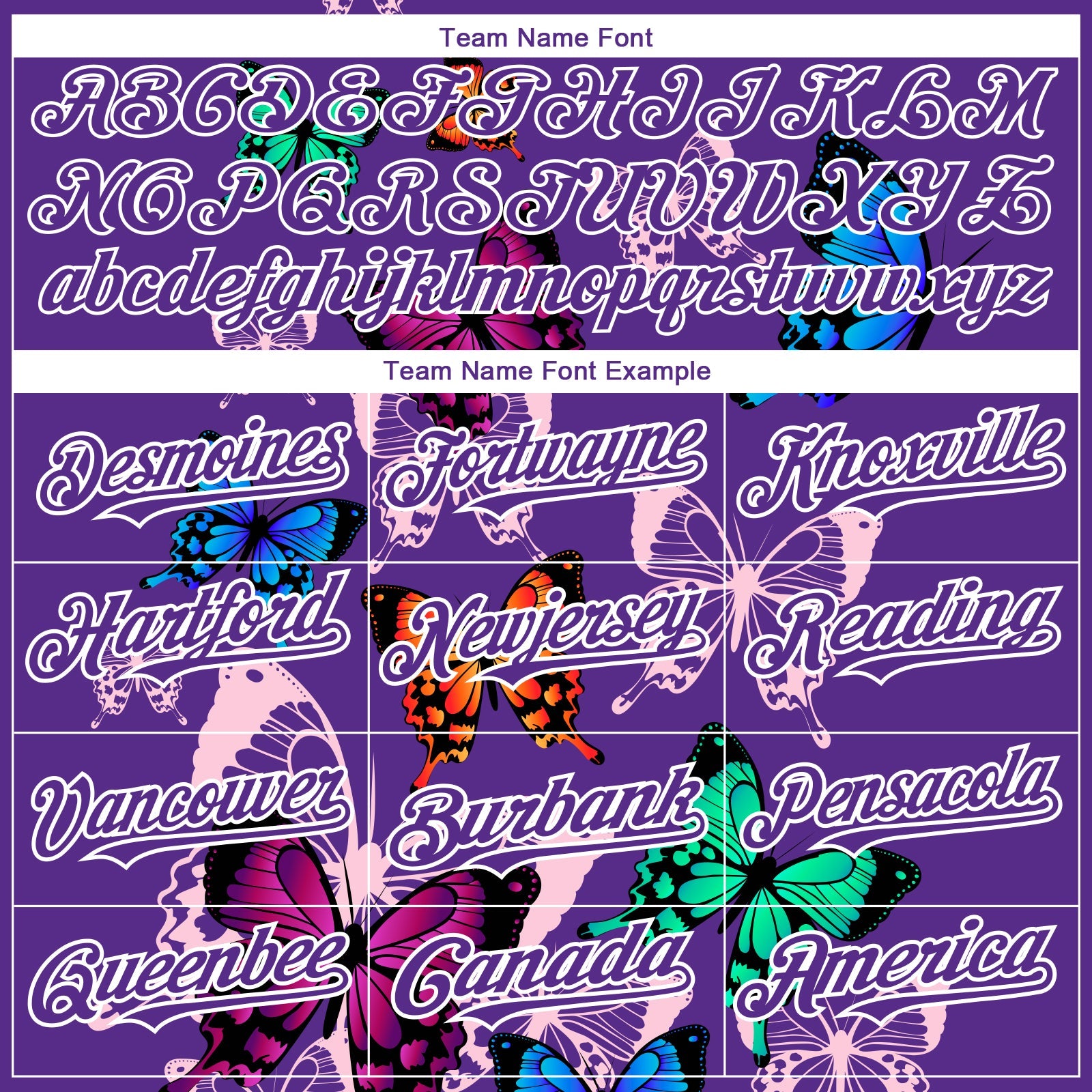 Custom Purple White 3D Pattern Design Animal Butterfly Authentic Baseball Jersey view 4
