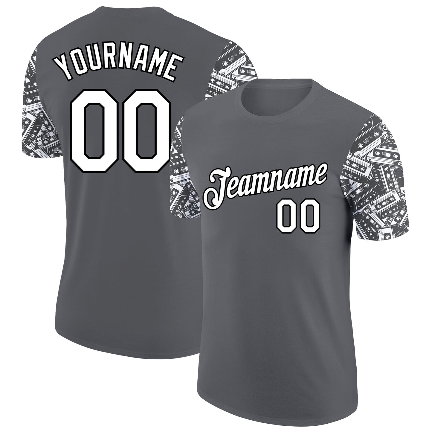 Custom Steel Gray White-Black 3D Pattern Design Vintage Military Weapon Performance T-Shirt - Main View