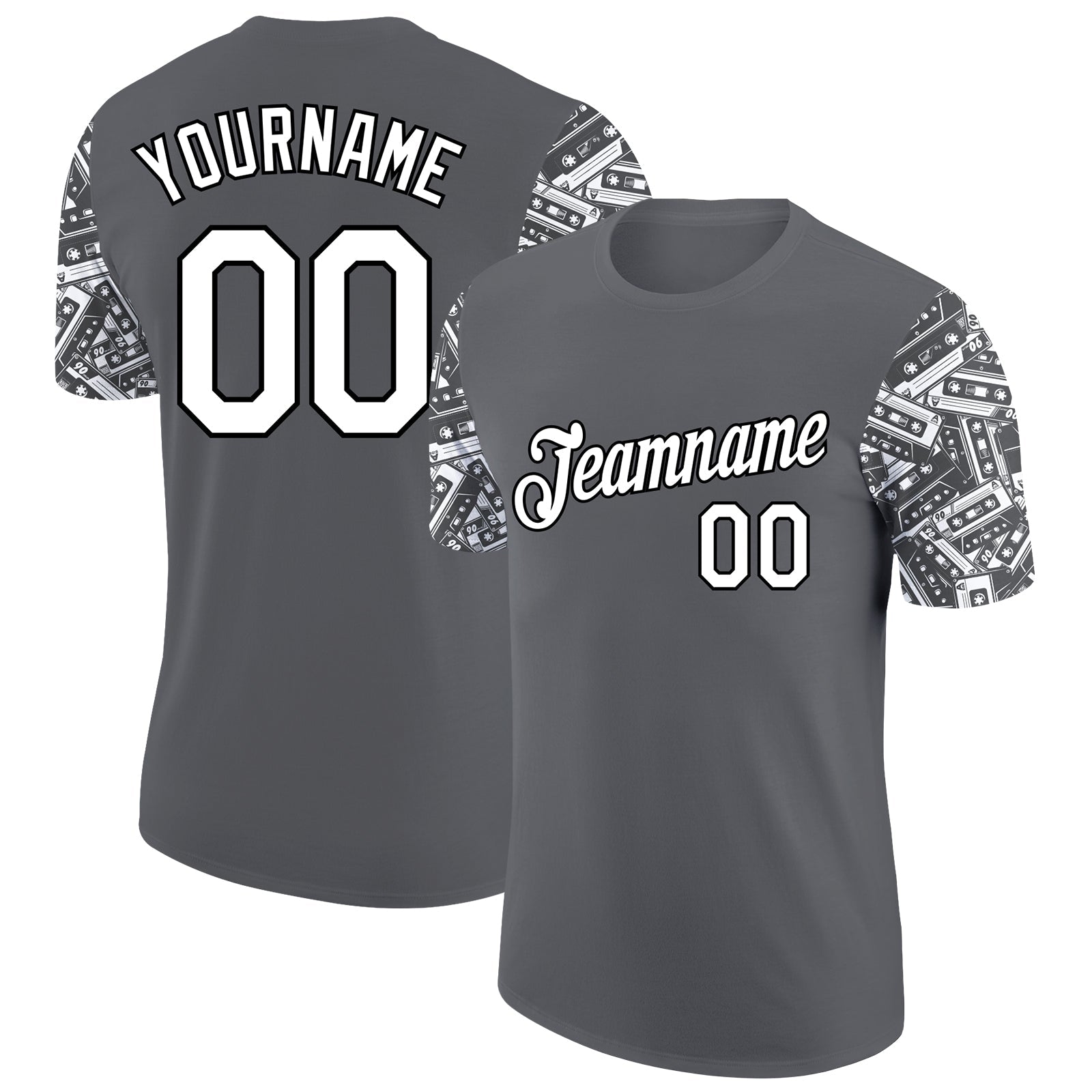 Custom Steel Gray White-Black 3D Pattern Design Vintage Military Weapon Performance T-Shirt - Main View