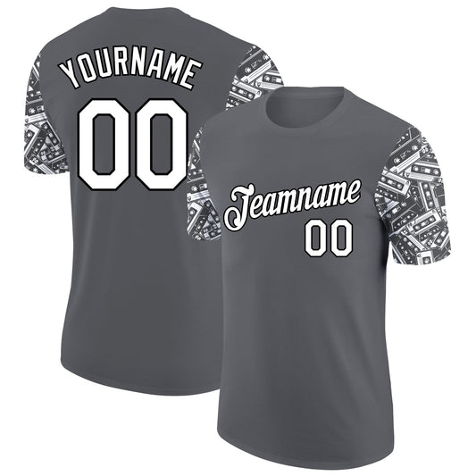Custom Steel Gray White-Black 3D Pattern Design Vintage Military Weapon Performance T-Shirt - Main View