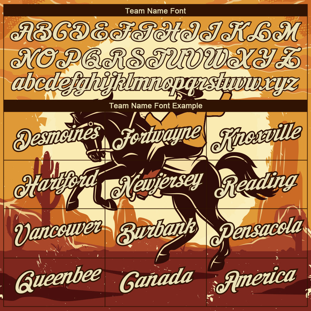 Custom Orange City Cream-Brown 3D Pattern Design Cowboy Rodeo Performance T-Shirt view 3