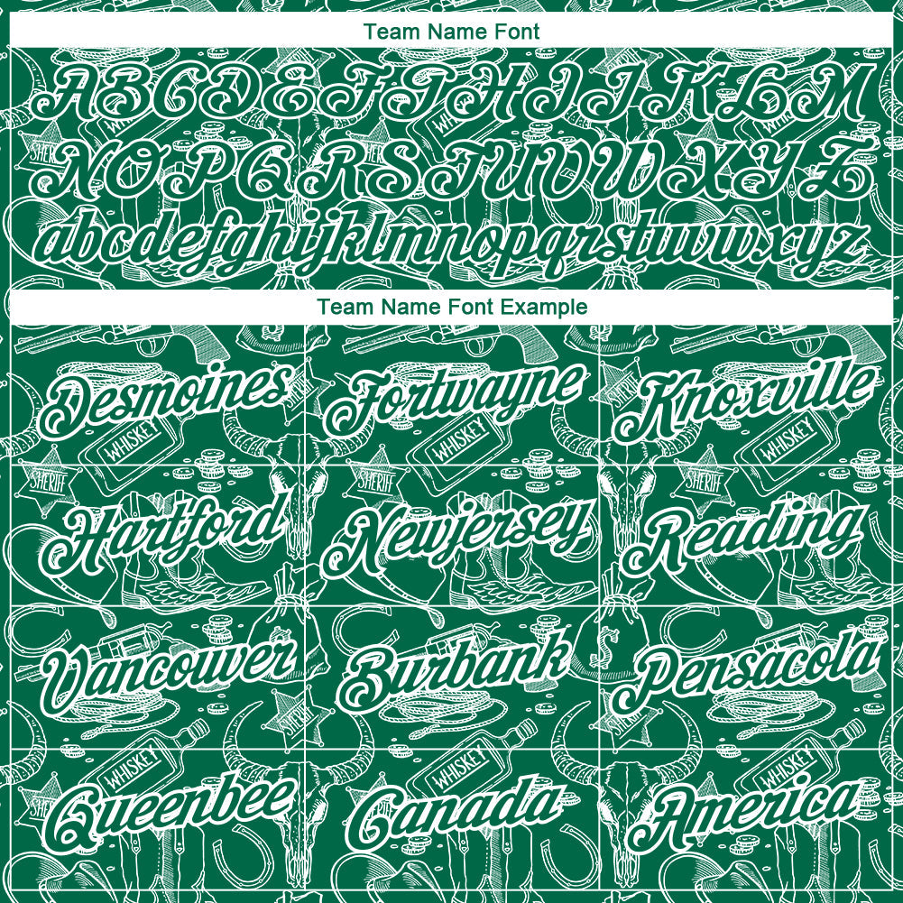 Custom Kelly Green White 3D Pattern Design Cowboy Accessory Performance T-Shirt view 3