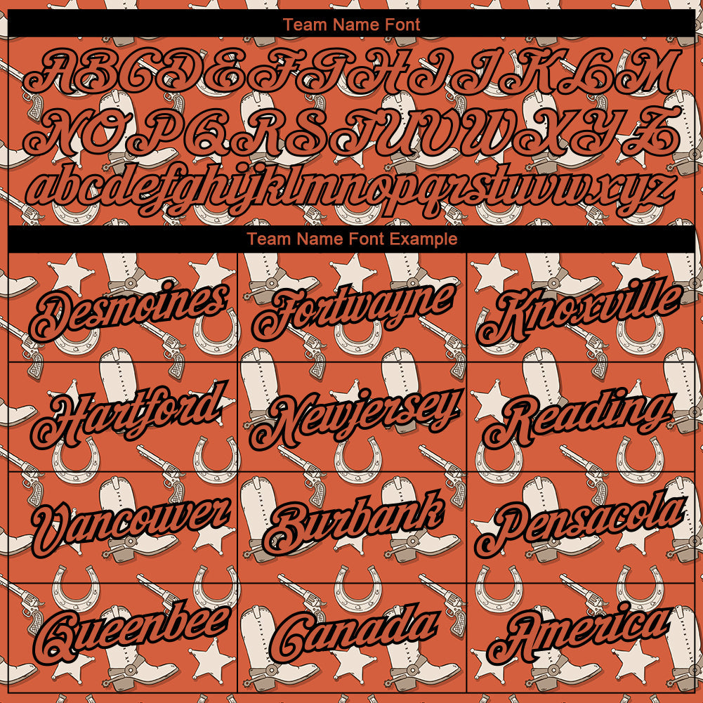 Custom Texas Orange Black 3D Pattern Design Cowboy Accessory Performance T-Shirt view 3