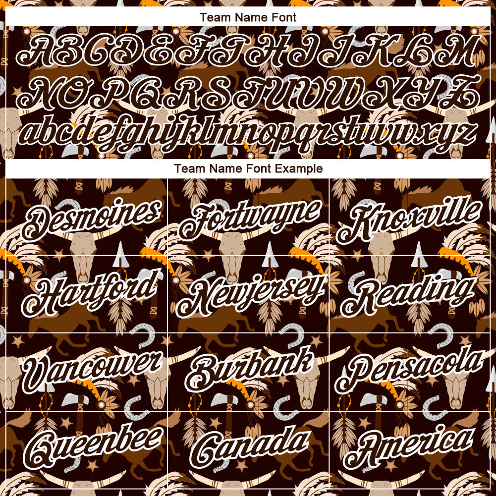 Custom Brown White 3D Pattern Design Cowboy Accessory Performance T-Shirt view 3
