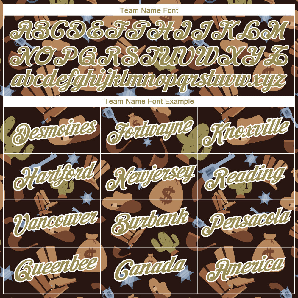 Custom Brown Vegas Gold-White 3D Pattern Design Cowboy Accessory Performance T-Shirt view 3