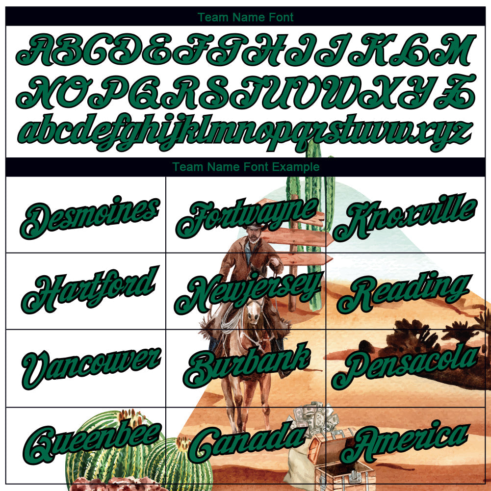 Custom White Kelly Green-Black 3D Pattern Design Cowboy Rodeo Performance T-Shirt view 3