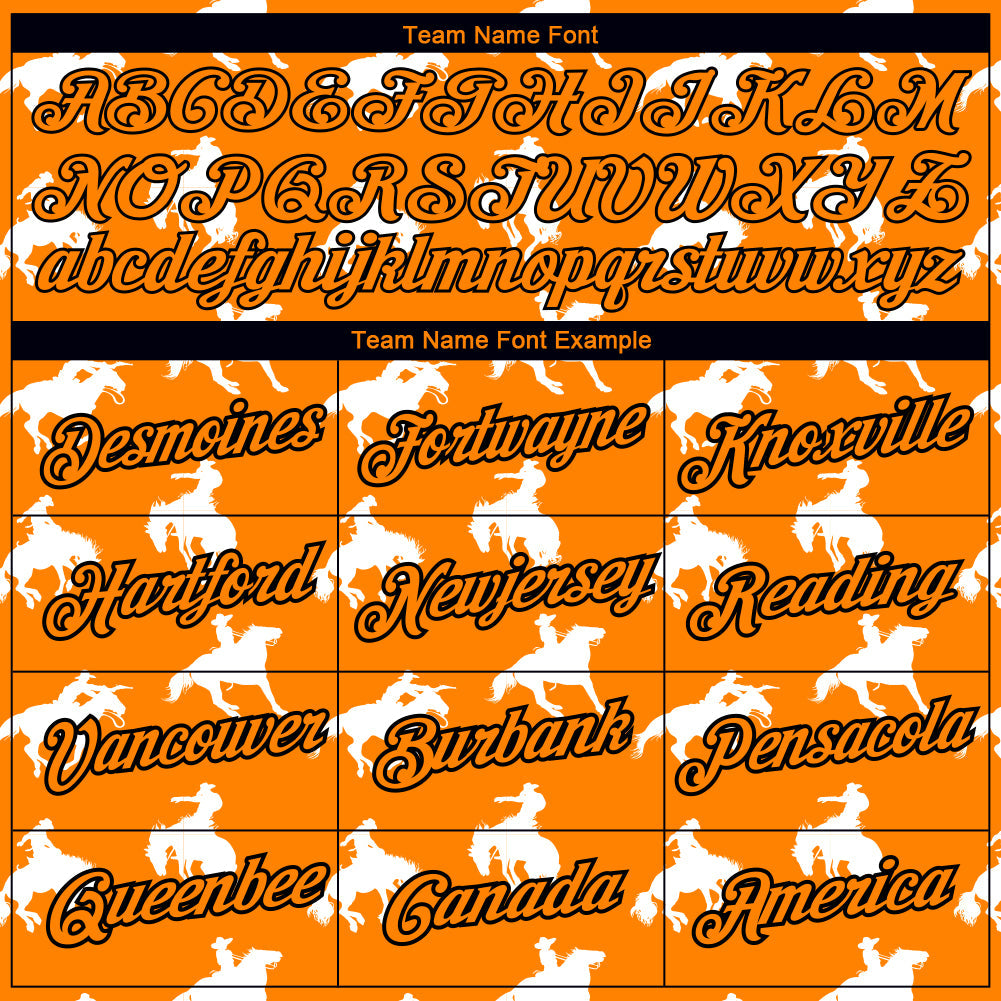 Custom Bay Orange Black 3D Pattern Design Cowboy Rodeo Performance T-Shirt view 3