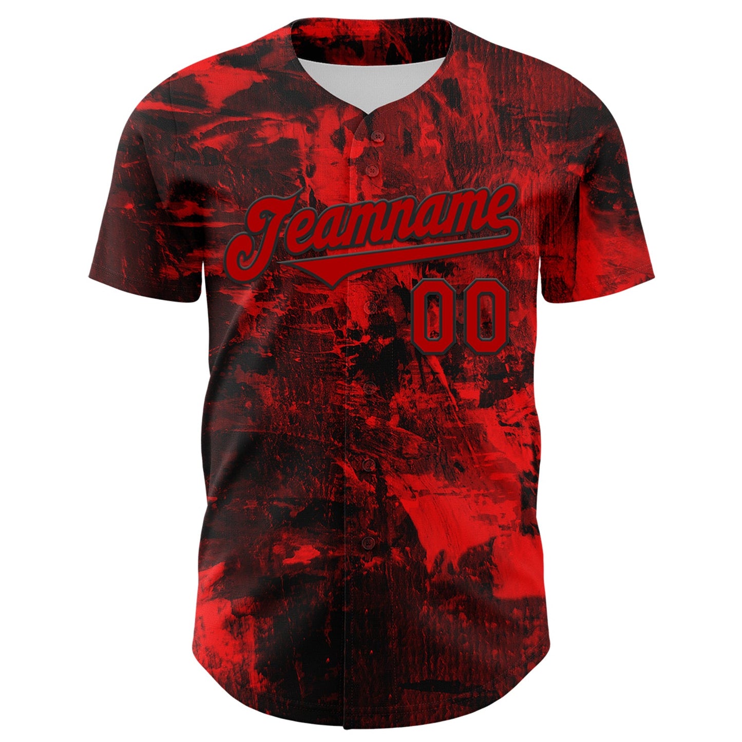 Custom Black Red 3D Pattern Design Rave Skull Authentic Baseball Jersey view 2