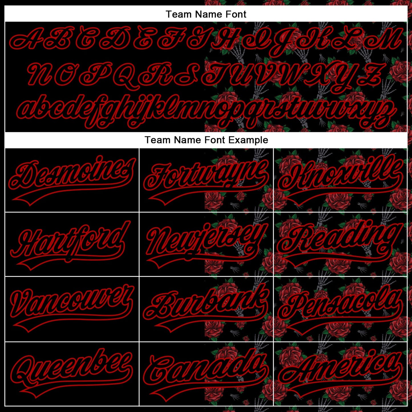 Custom Black Red 3D Pattern Design Gothic Style Rose Authentic Baseball Jersey view 4