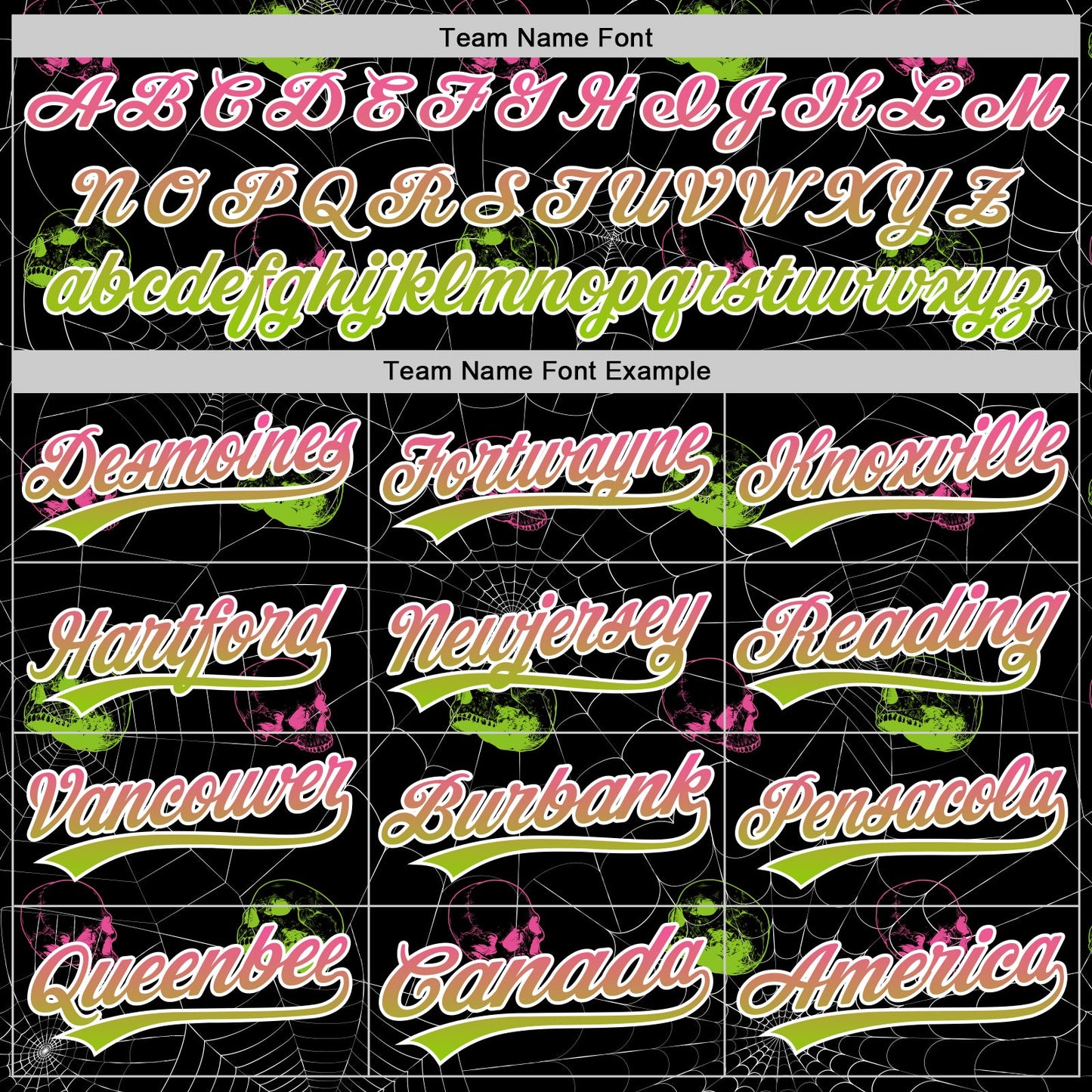 Custom Black Pink-Neon Green 3D Gothic Style Fluorescence Skull Authentic Baseball Jersey view 4
