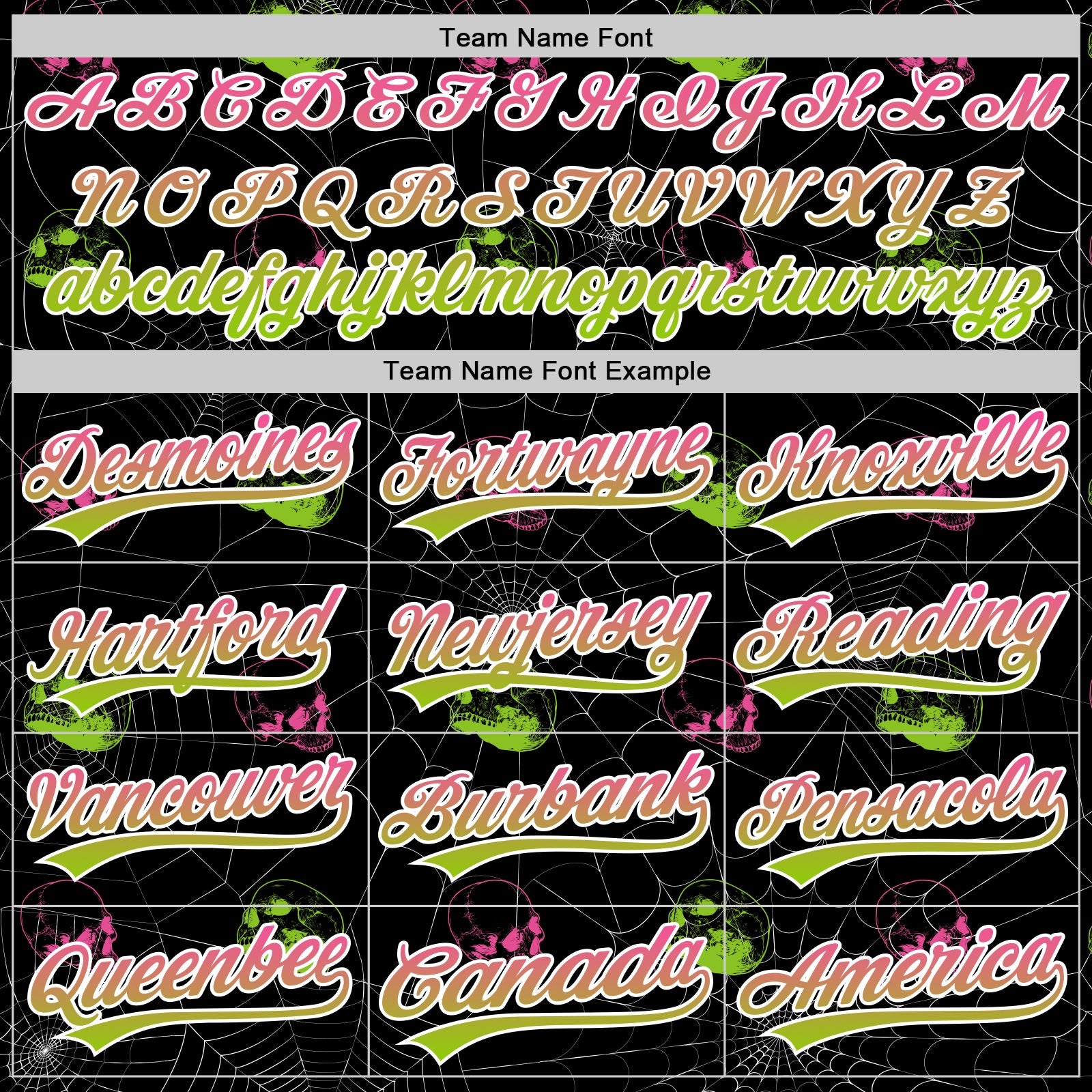 Custom Black Pink-Neon Green 3D Gothic Style Fluorescence Skull Authentic Baseball Jersey view 4