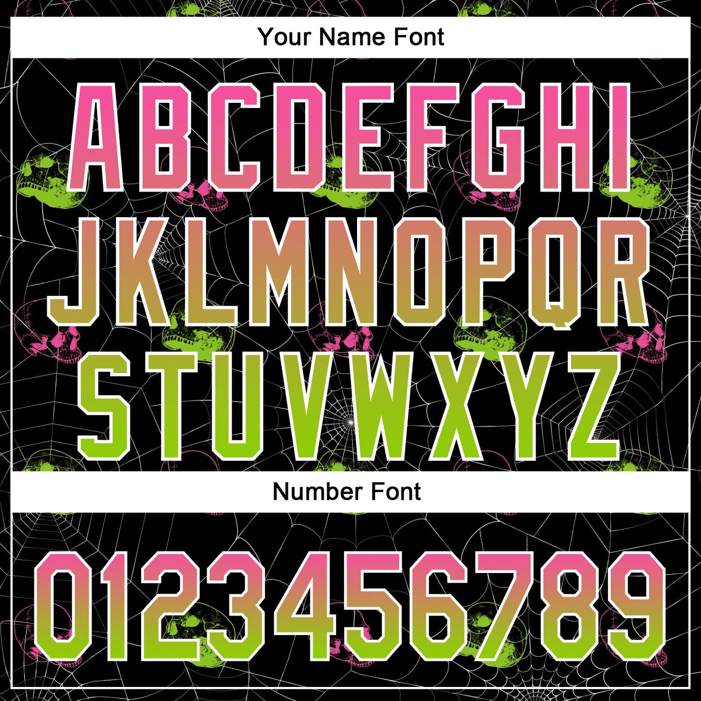Custom Black Pink-Neon Green 3D Gothic Style Fluorescence Skull Authentic Baseball Jersey view 5