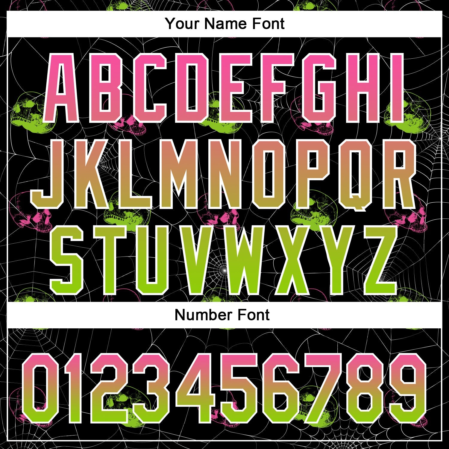 Custom Black Pink-Neon Green 3D Gothic Style Fluorescence Skull Authentic Baseball Jersey view 5