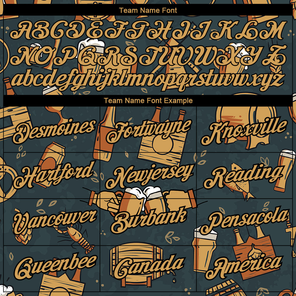 Custom Black Old Gold 3D Pattern Design Oktoberfest Beer Festival Performance T-Shirt view 3