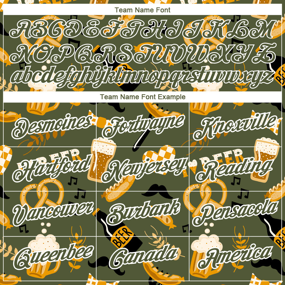 Custom Olive White 3D Pattern Design Oktoberfest Beer Festival Performance T-Shirt view 3