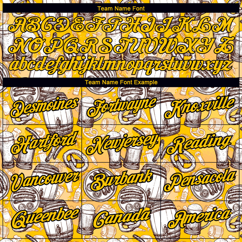 Custom Yellow Black 3D Pattern Design Oktoberfest Beer Festival Performance T-Shirt view 3