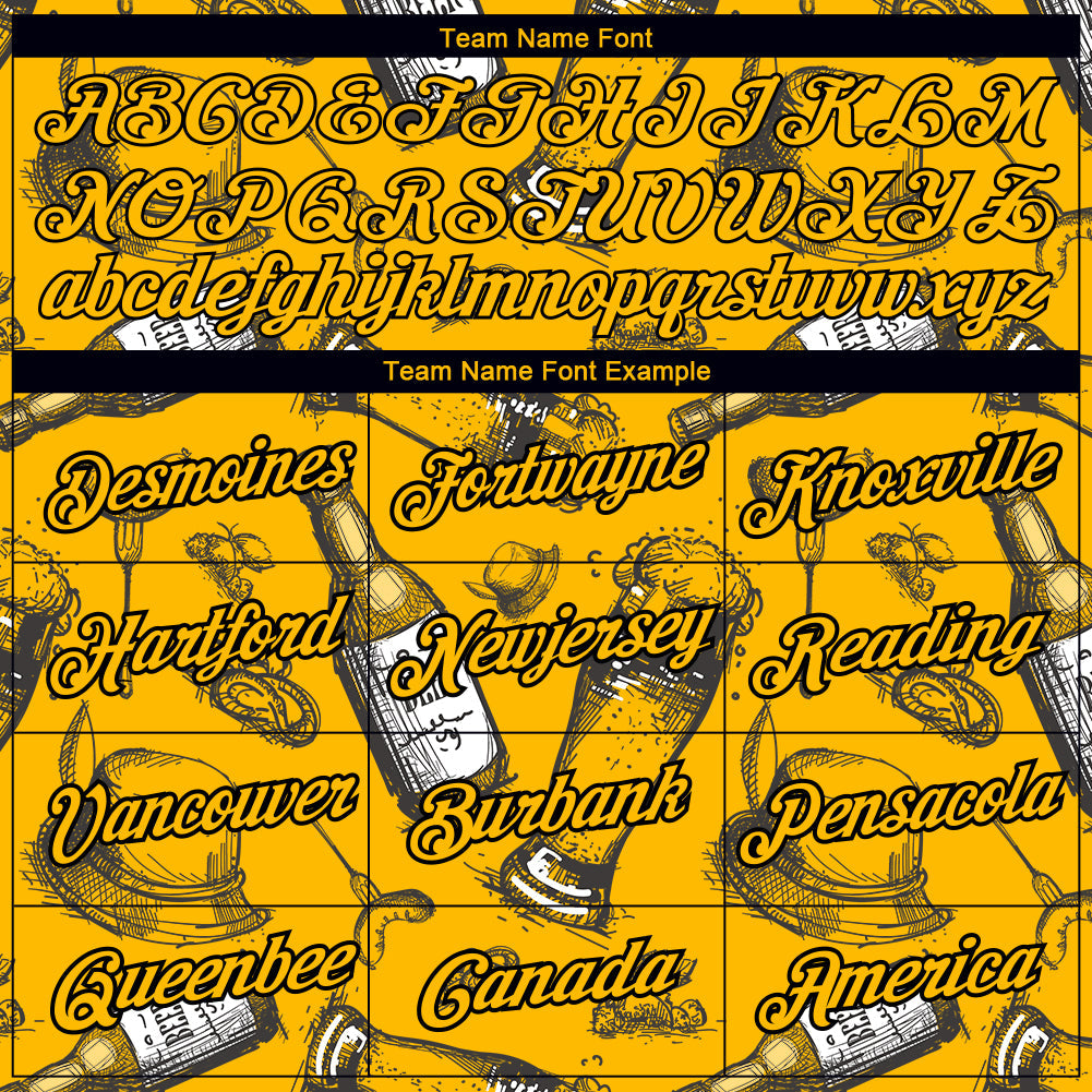 Custom Gold Black 3D Pattern Design Oktoberfest Beer Festival Performance T-Shirt view 3