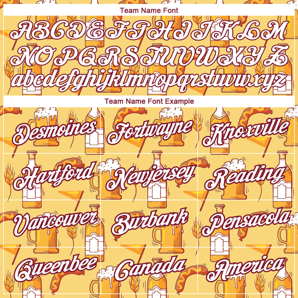 Custom Yellow White-Crimson 3D Pattern Design Oktoberfest Beer Festival Performance T-Shirt view 3