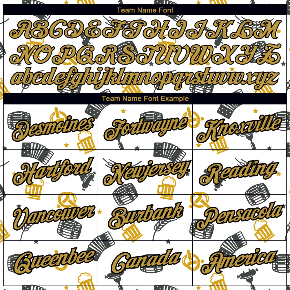 Custom White Old Gold-Black 3D Pattern Design Beer Oktoberfest Performance T-Shirt view 3