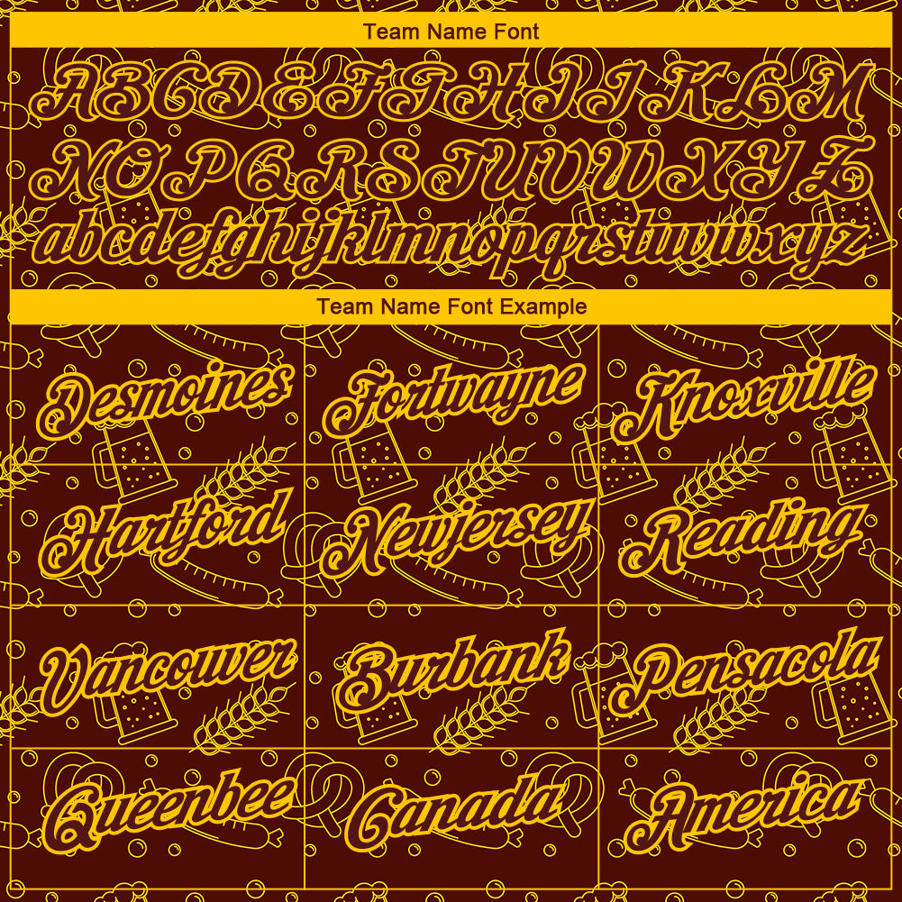 Custom Brown Yellow 3D Pattern Design Oktoberfest Beer Festival Performance T-Shirt view 3