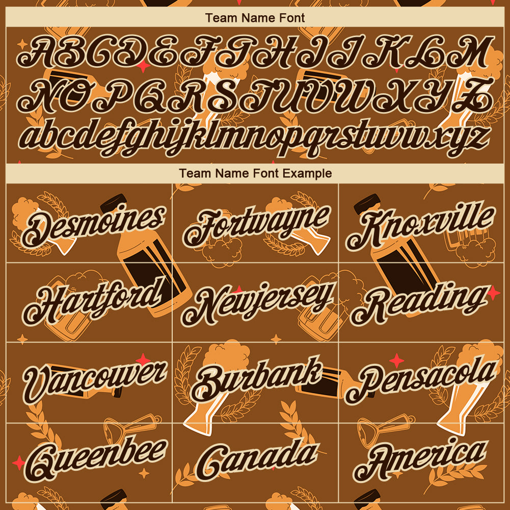 Custom Brown City Cream 3D Pattern Design Oktoberfest Beer Festival Performance T-Shirt view 3